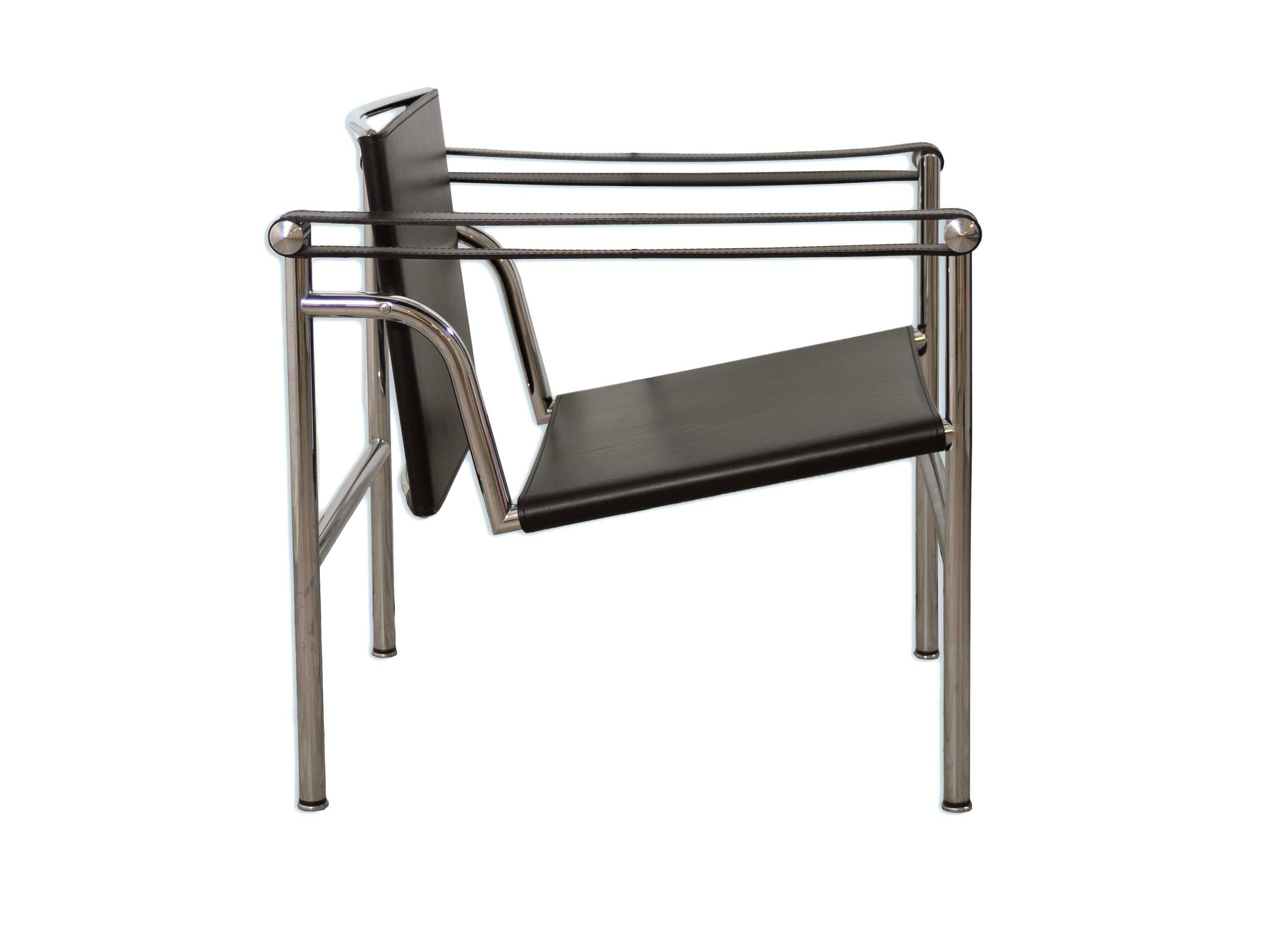 Le Corbusier LC1 Sessel aus Schwarz und Chrom, Mid-Century Modern (Moderne der Mitte des Jahrhunderts) im Angebot