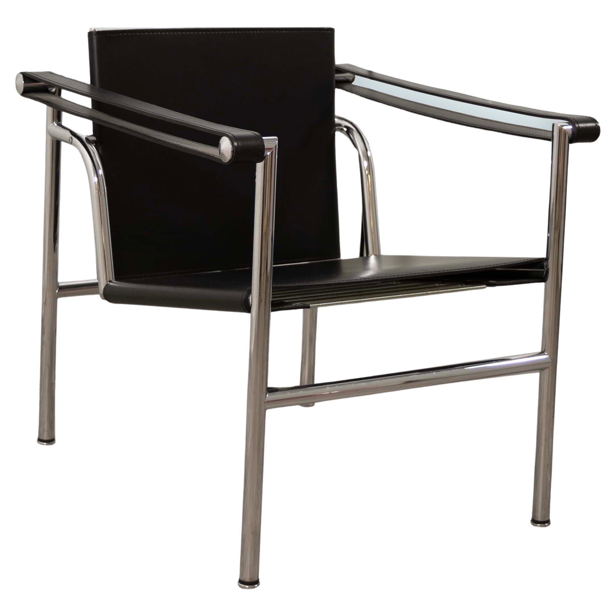 Le Corbusier LC1 Black and Chrome Armchair Mid Century Modern For Sale
