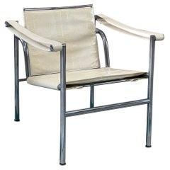 Le Corbusier LC1 Stuhl Elfenbein Moc Krokodil Lackleder