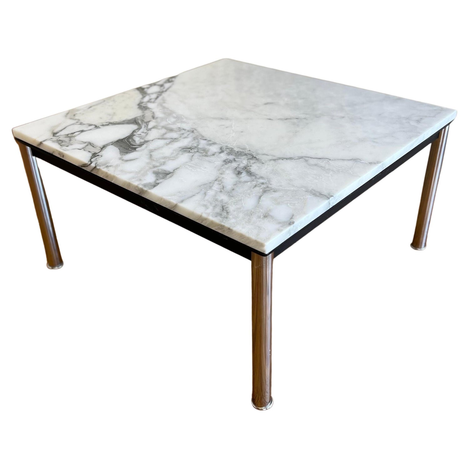 Le Corbusier LC10 Coffee/End Table with Italian Carrera Marble Top For Sale  at 1stDibs | le corbusier coffee table, le corbusier side table