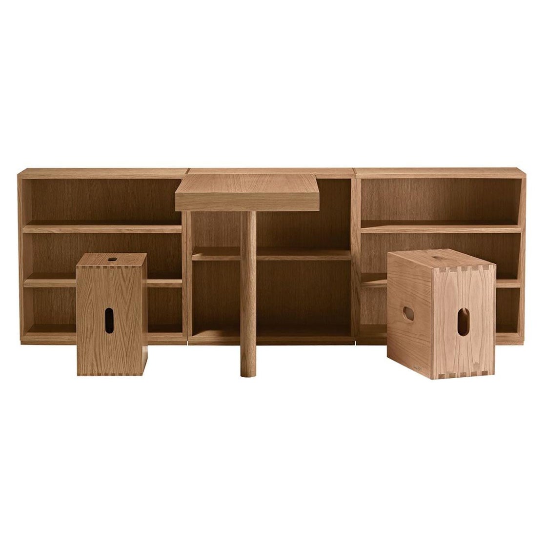 Le Corbusier LC16 Desk and Shelve and Cabanon Stools Set by Cassina