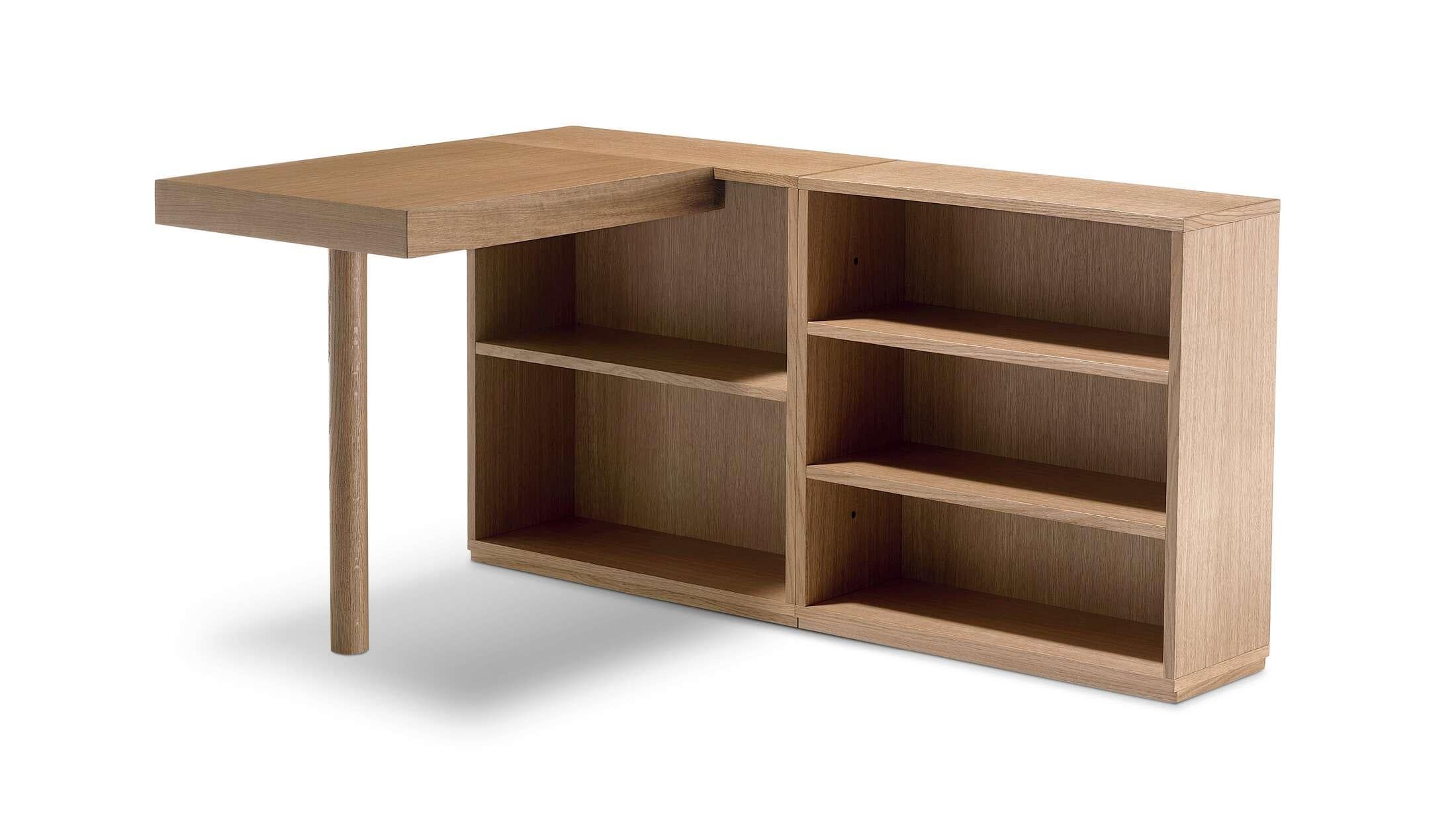 Le Corbusier LC16 Table de Travail For Cassina 

A versatile and functional system comprising a storage cabinet and a table top in oak, with the option of adding an open-front compartment with attached shelves.

FRAME OF HORIZONTAL SHELVES
Honeycomb
