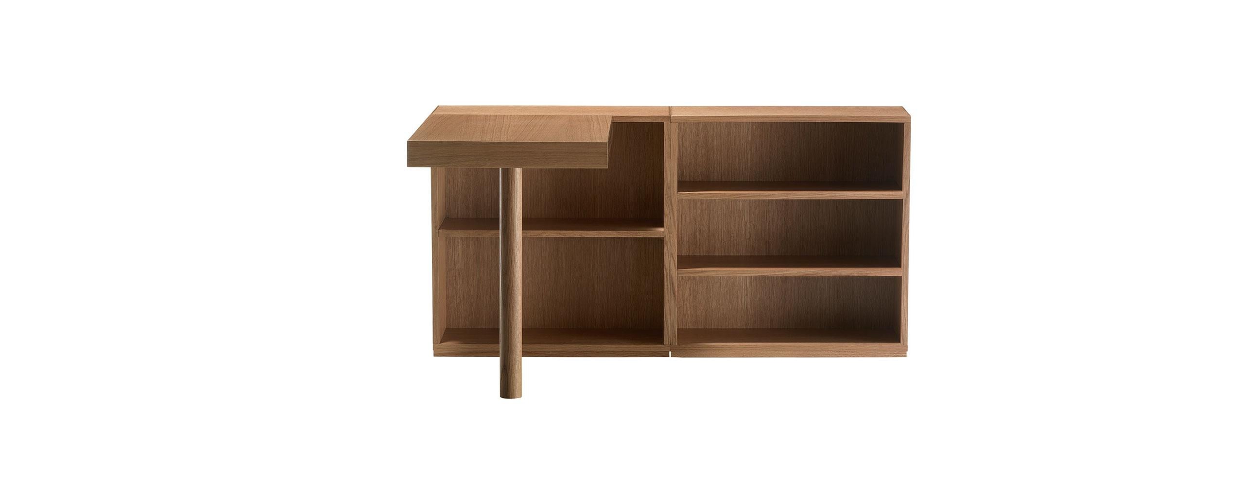 Writing desk designed by Le Corbusier in 1957. Relaunched in 2010.
Manufactured by Cassina in Italy.

Defying the laws of physics, going beyond what we normally understand by the conditions of equilibrium, this bookcase is nothing short of a