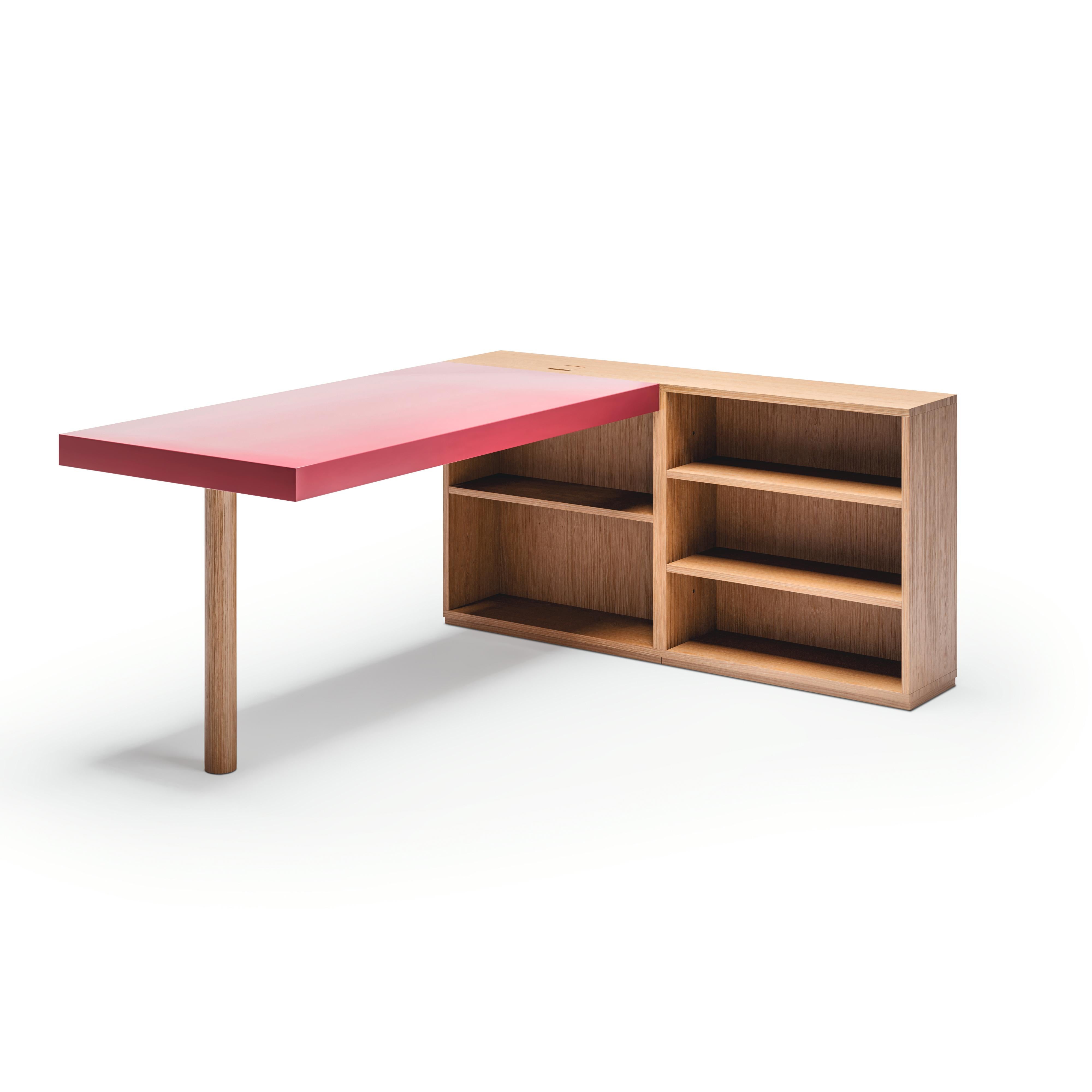 Italian Le Corbusier LC16 Writing Wood Desk and Shelve by Cassina For Sale