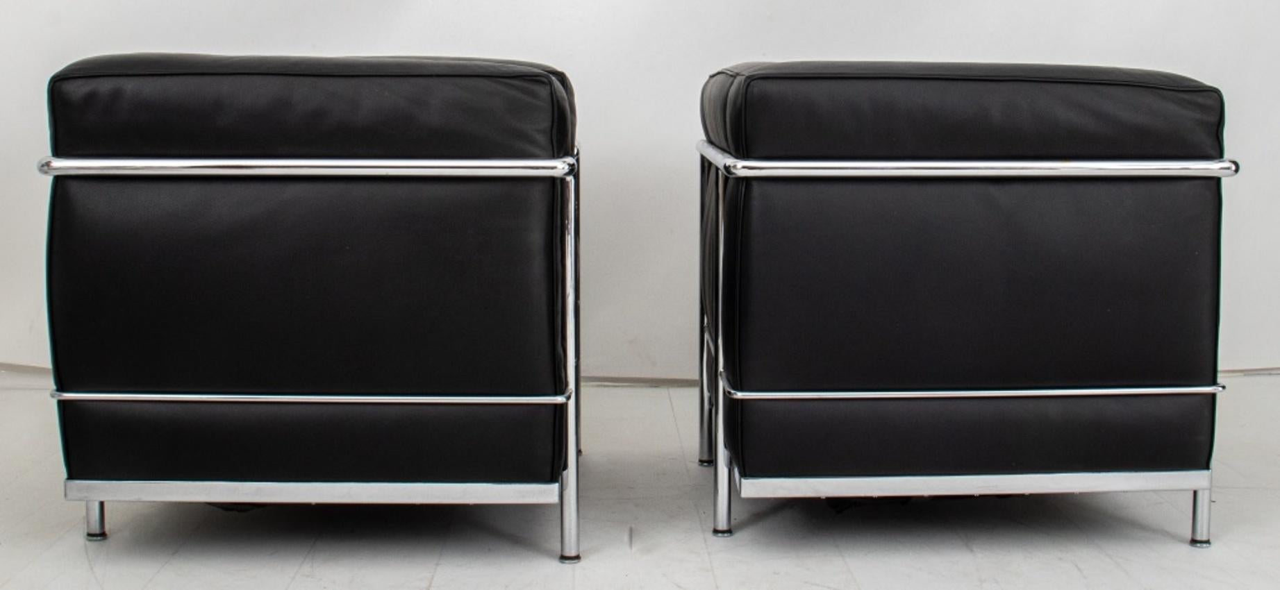 Leather Le Corbusier Lc2 Easy Chairs, Cassina, Pair