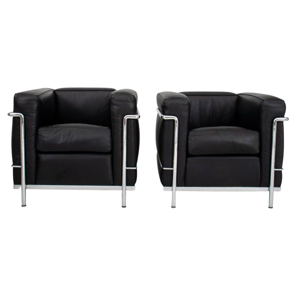 Le Corbusier Lc2 Easy Chairs, Cassina, Pair