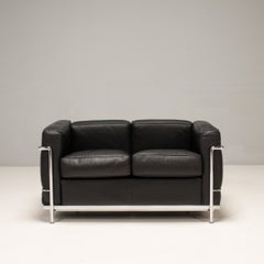 Le Corbusier LC2 Grand Confort 2-Seater Black Leather Sofa