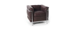 Le Corbusier LC2 Leather Armchair Chair by Cassina Espresso Brown Club Armchair