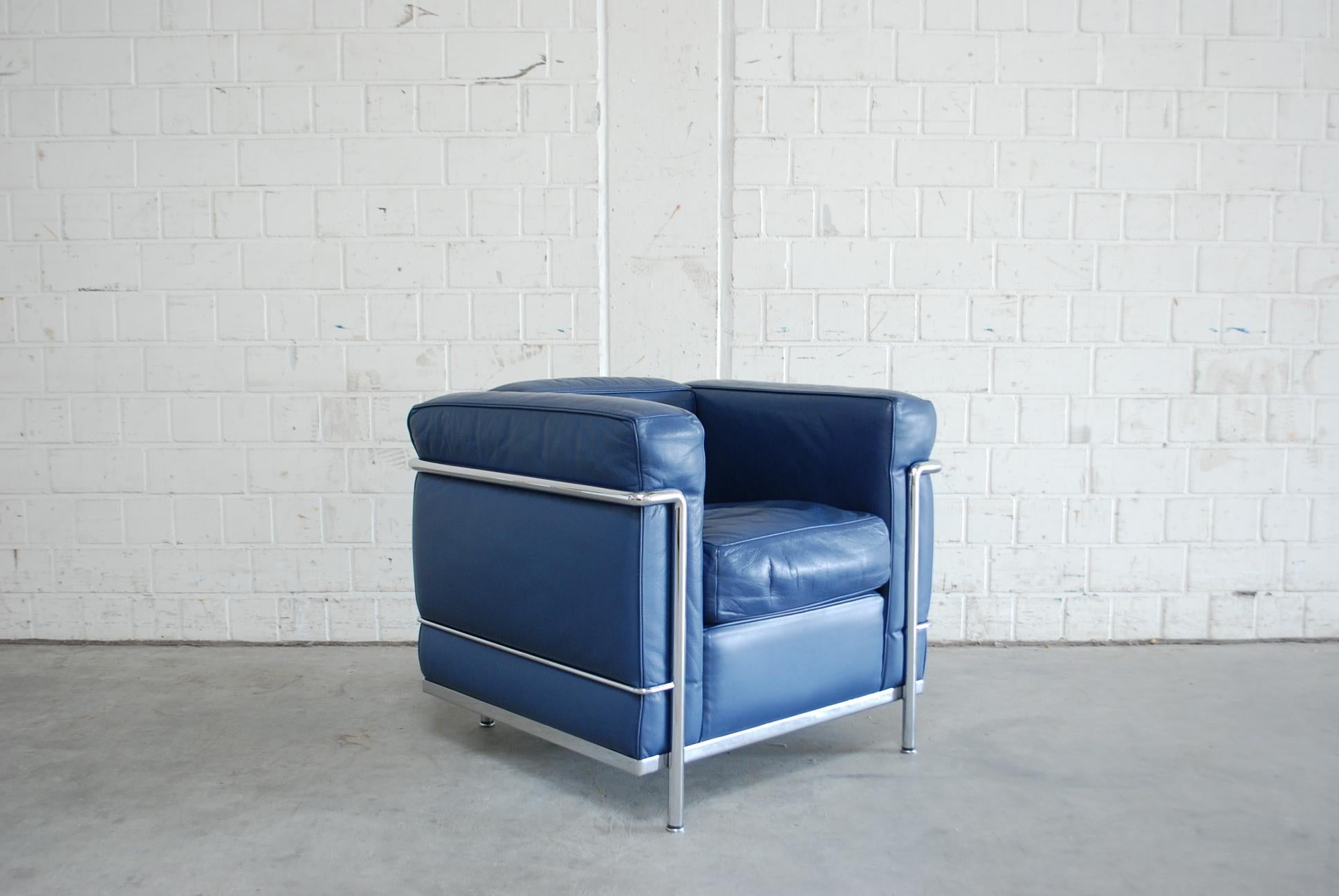 Le Corbusier LC2 Leather Armchair Chair by Cassina (20. Jahrhundert)
