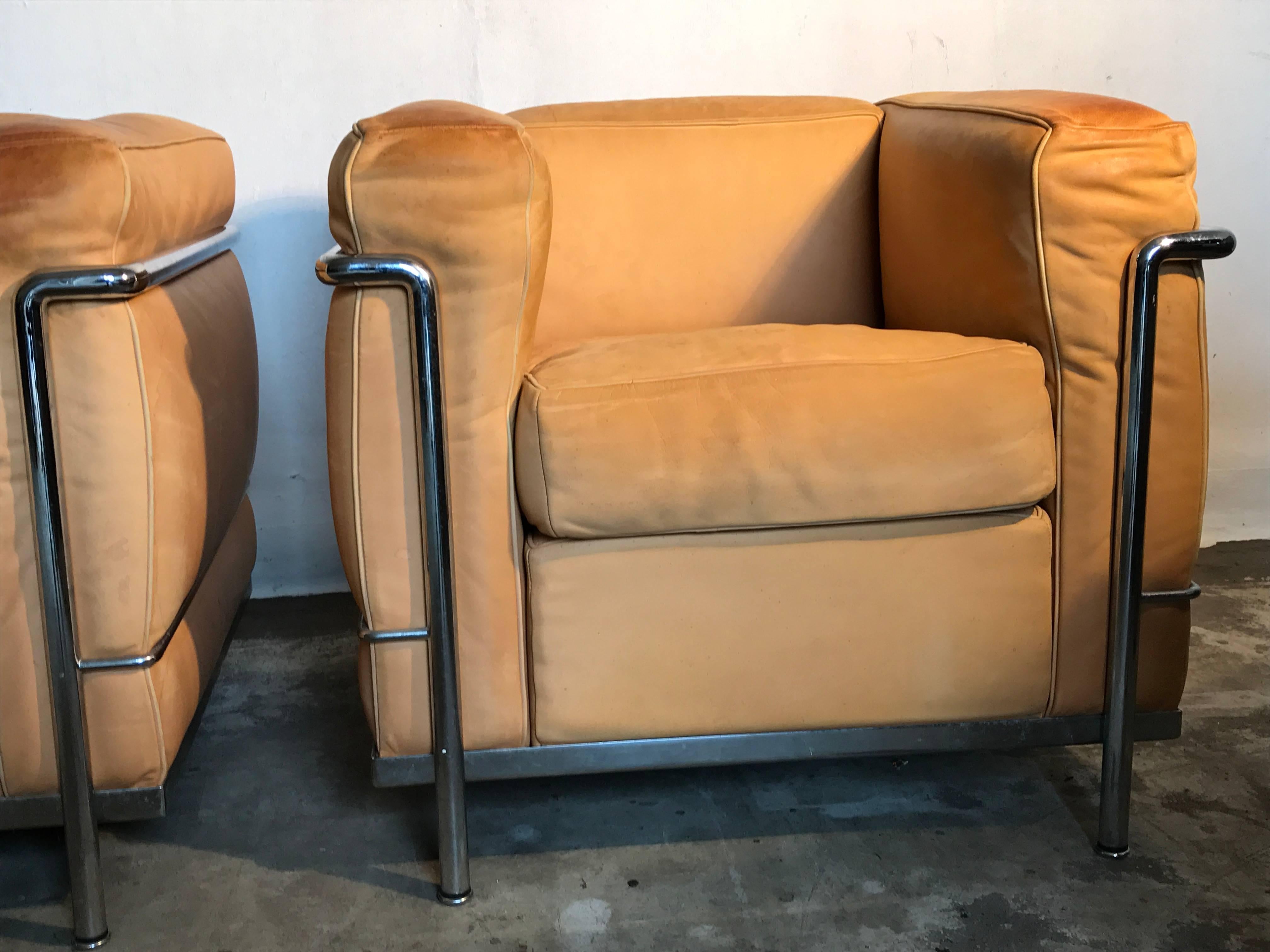 Metal Le Corbusier LC2 Lounge Chairs