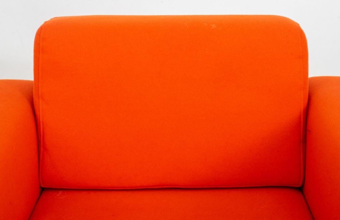 20th Century Le Corbusier LC2 Style Orange Upholstered Chair For Sale