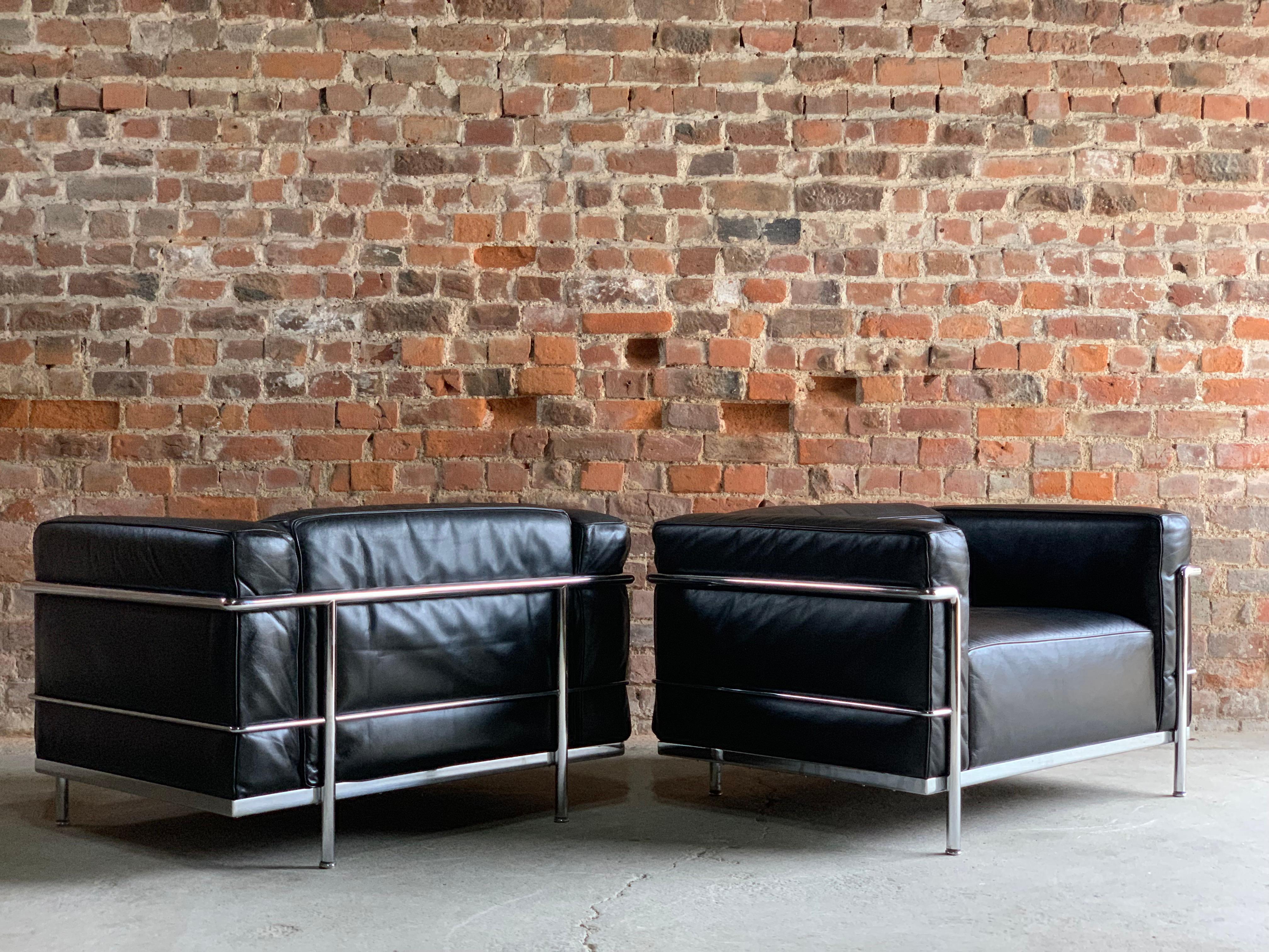 Leather Le Corbusier LC3 Armchairs by Pierre Jeanneret, and Charlotte Perriand by Cassin