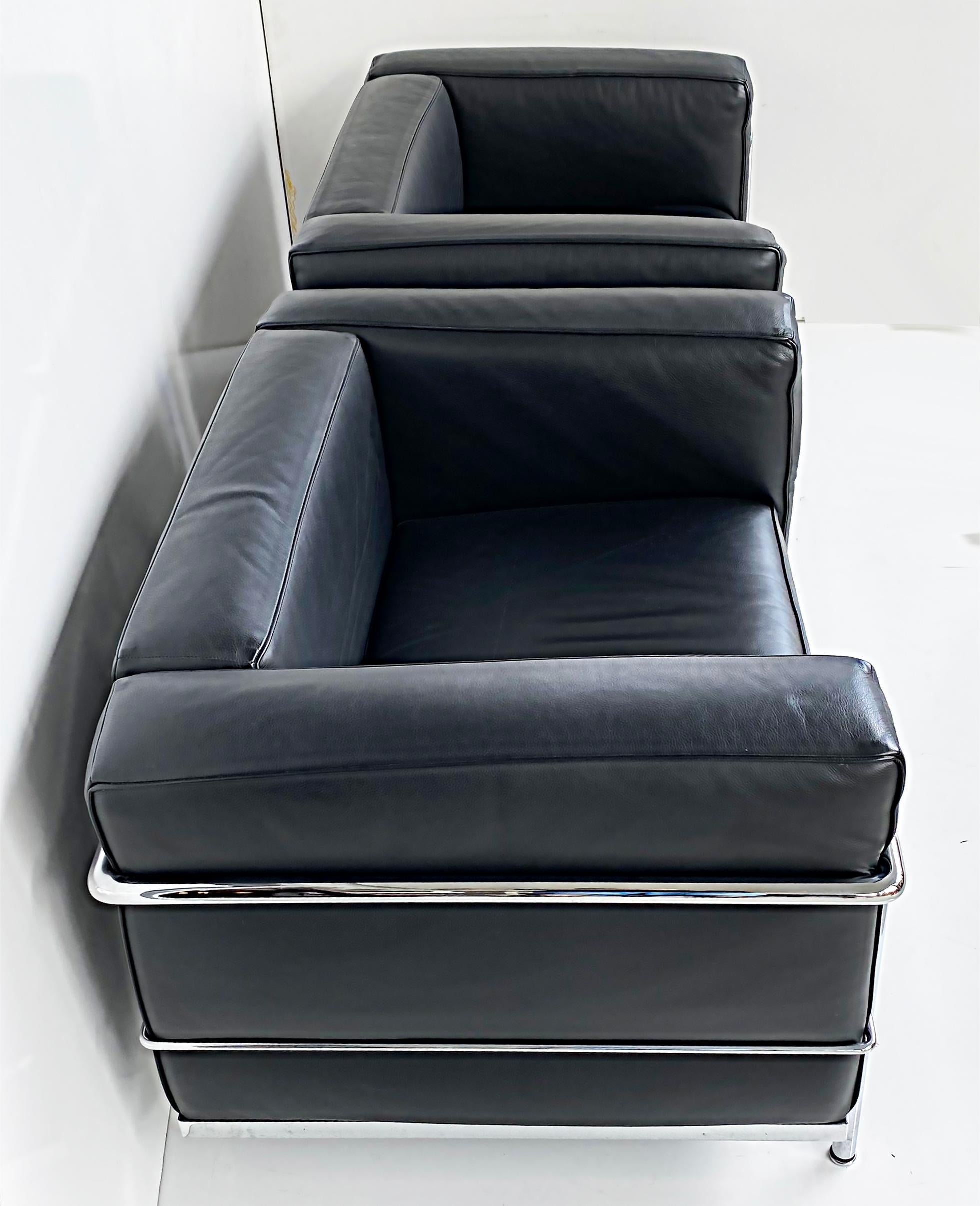 Italian Le Corbusier LC3 Cassina Leather & Stainless Club Chairs, Italy c.2010