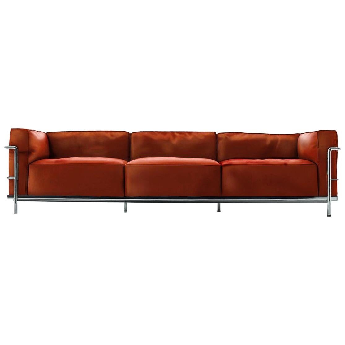Le Corbusier LC3 Divano Three-Posti Fauteuil Grand Confort Sofa, 1928, Cassina