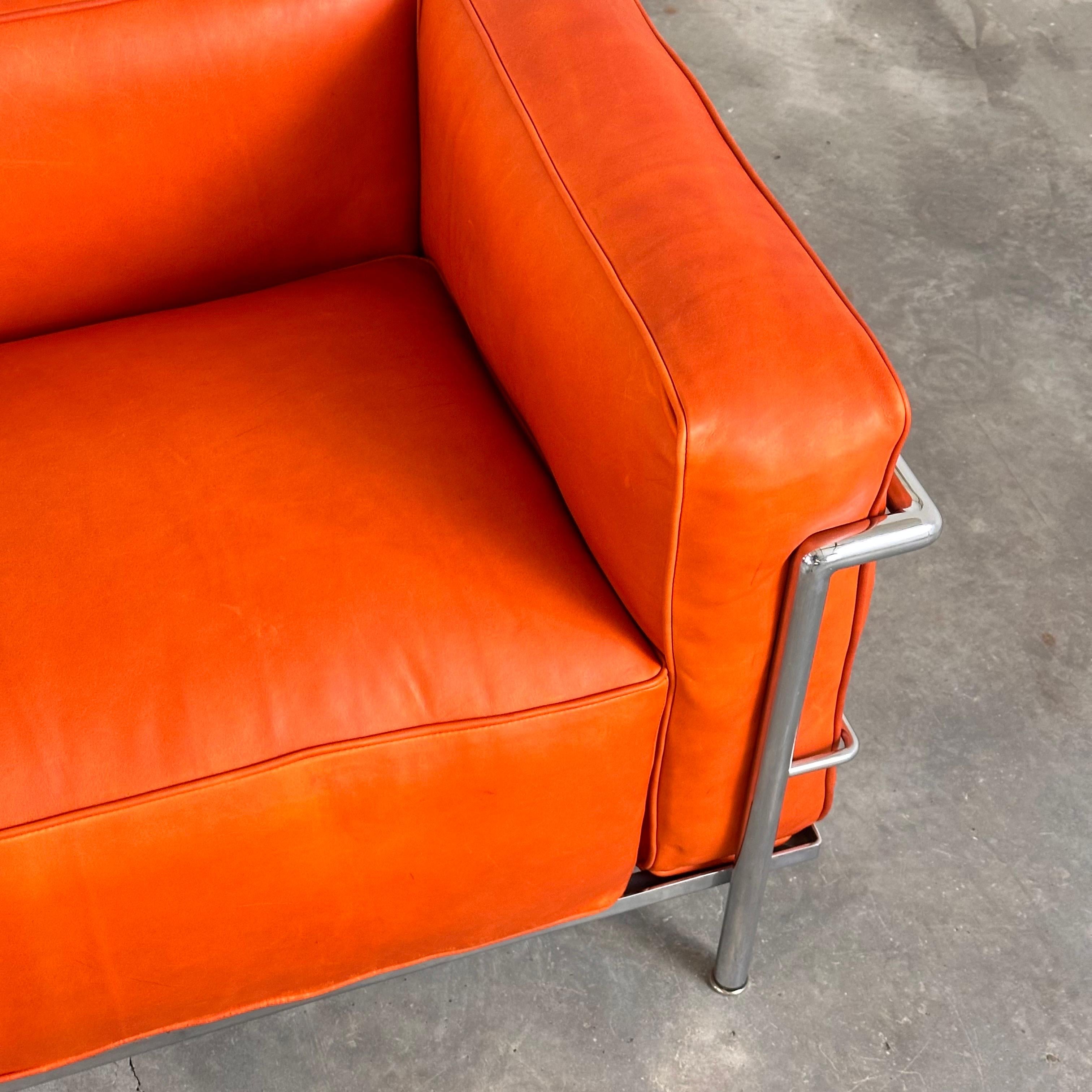 Le Corbusier LC3 Lounge Chair for Cassina, Cognac-Orange Premium Leather, 1970s 3