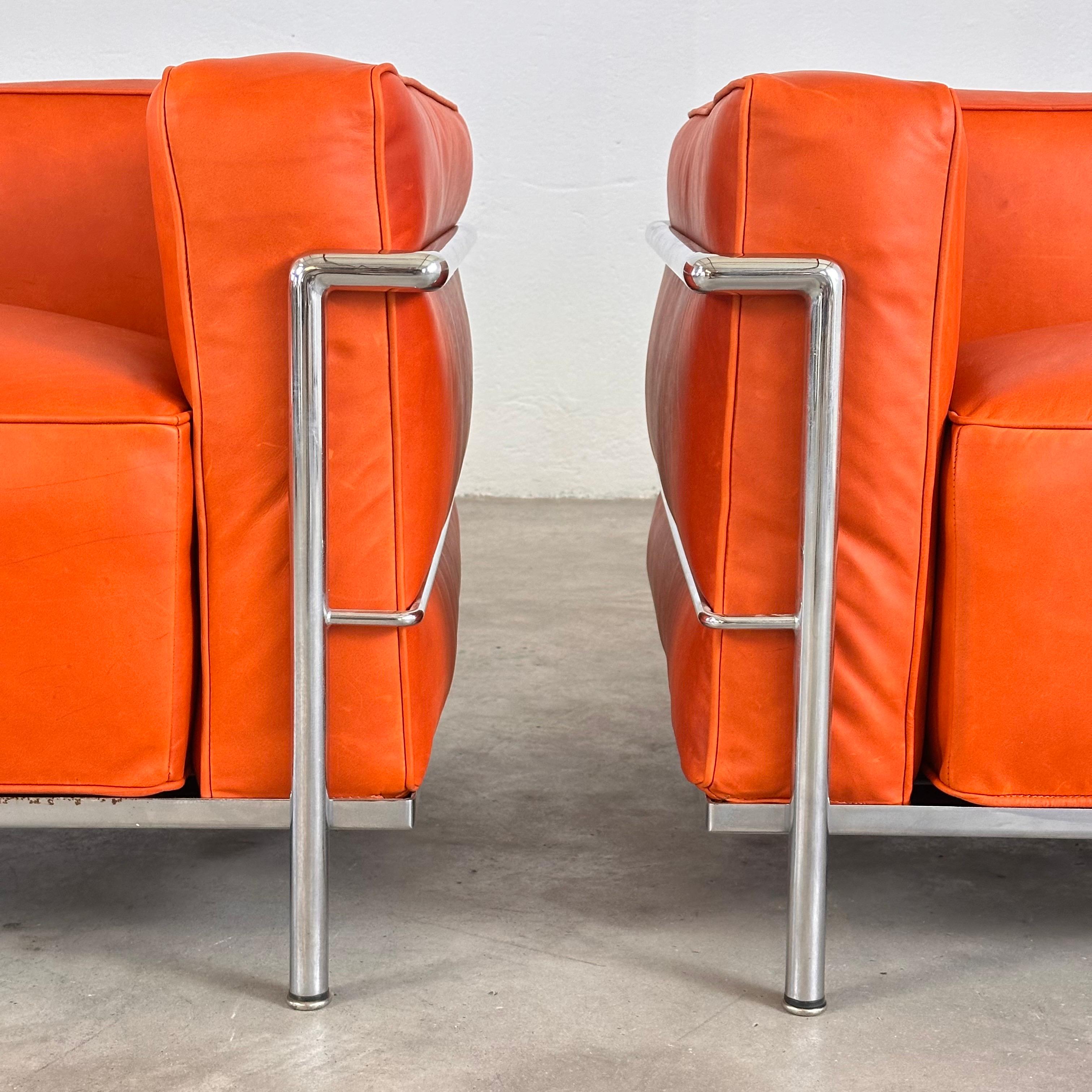 Le Corbusier LC3 Lounge Chair for Cassina, Cognac-Orange Premium Leather, 1970s 7
