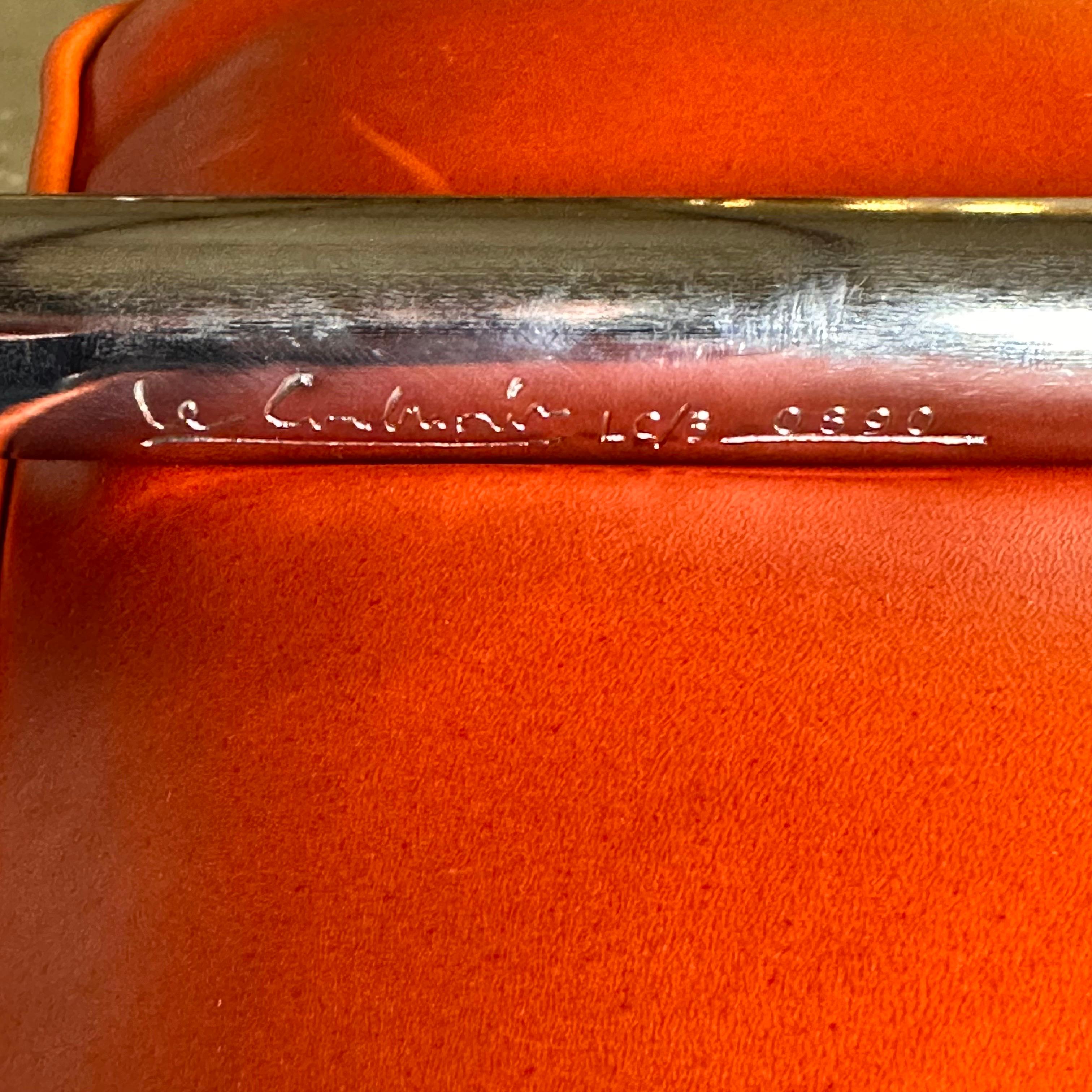 Le Corbusier LC3 Lounge Chair for Cassina, Cognac-Orange Premium Leather, 1970s 10