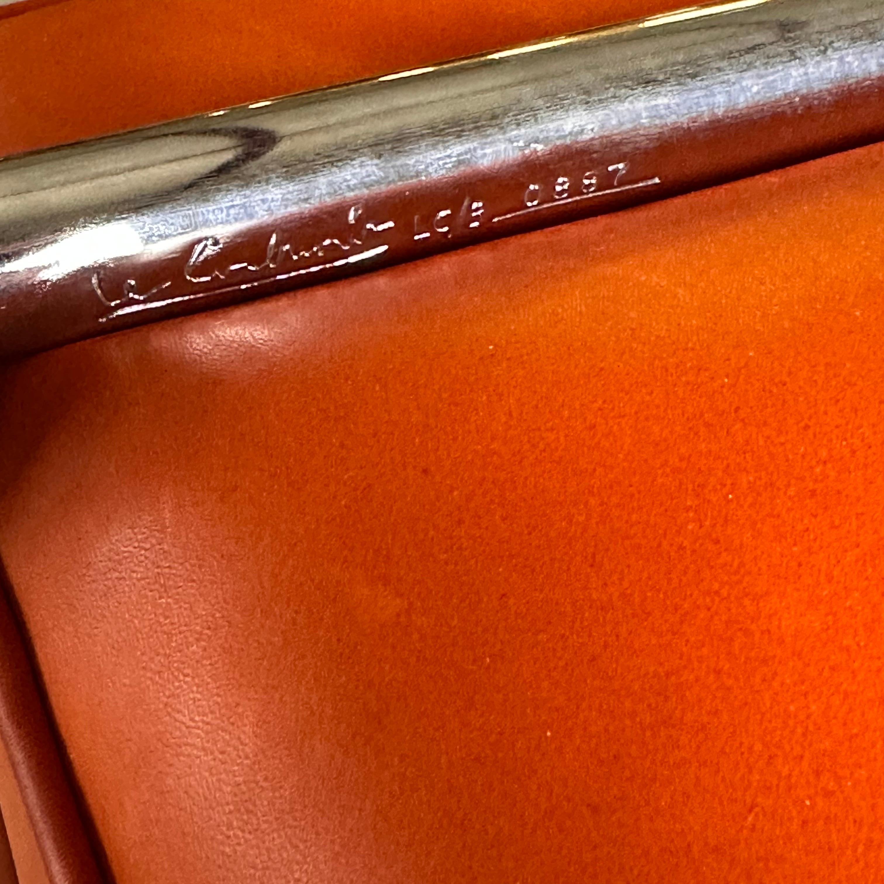 Le Corbusier LC3 Lounge Chair for Cassina, Cognac-Orange Premium Leather, 1970s 11