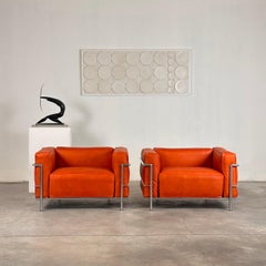 Le Corbusier LC3 Loungesessel für Cassina, cognac-orangefarbenes Premium-Leder, 1970er Jahre