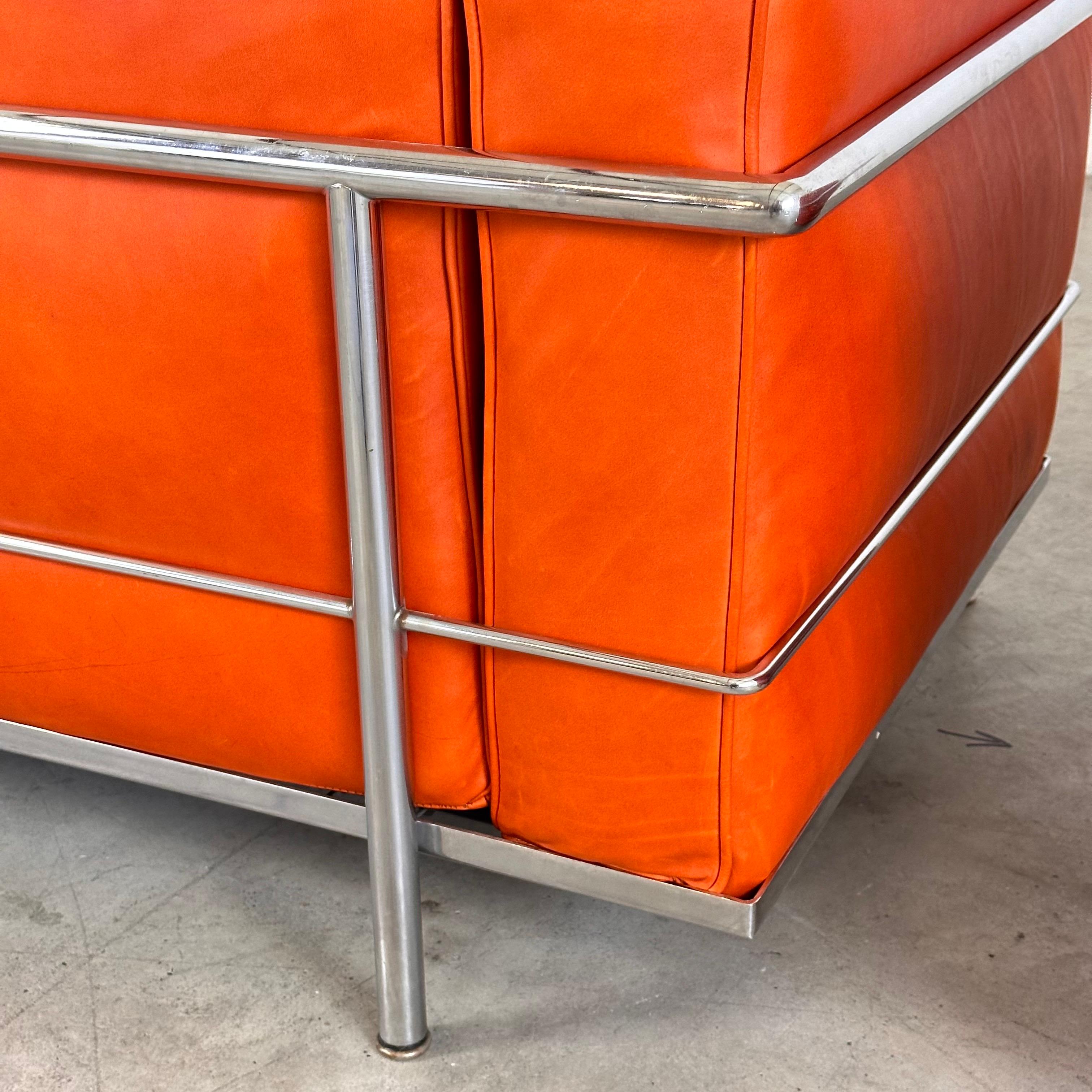 Late 20th Century Le Corbusier LC3 Lounge Chair for Cassina, Cognac-Orange Premium Leather, 1970s