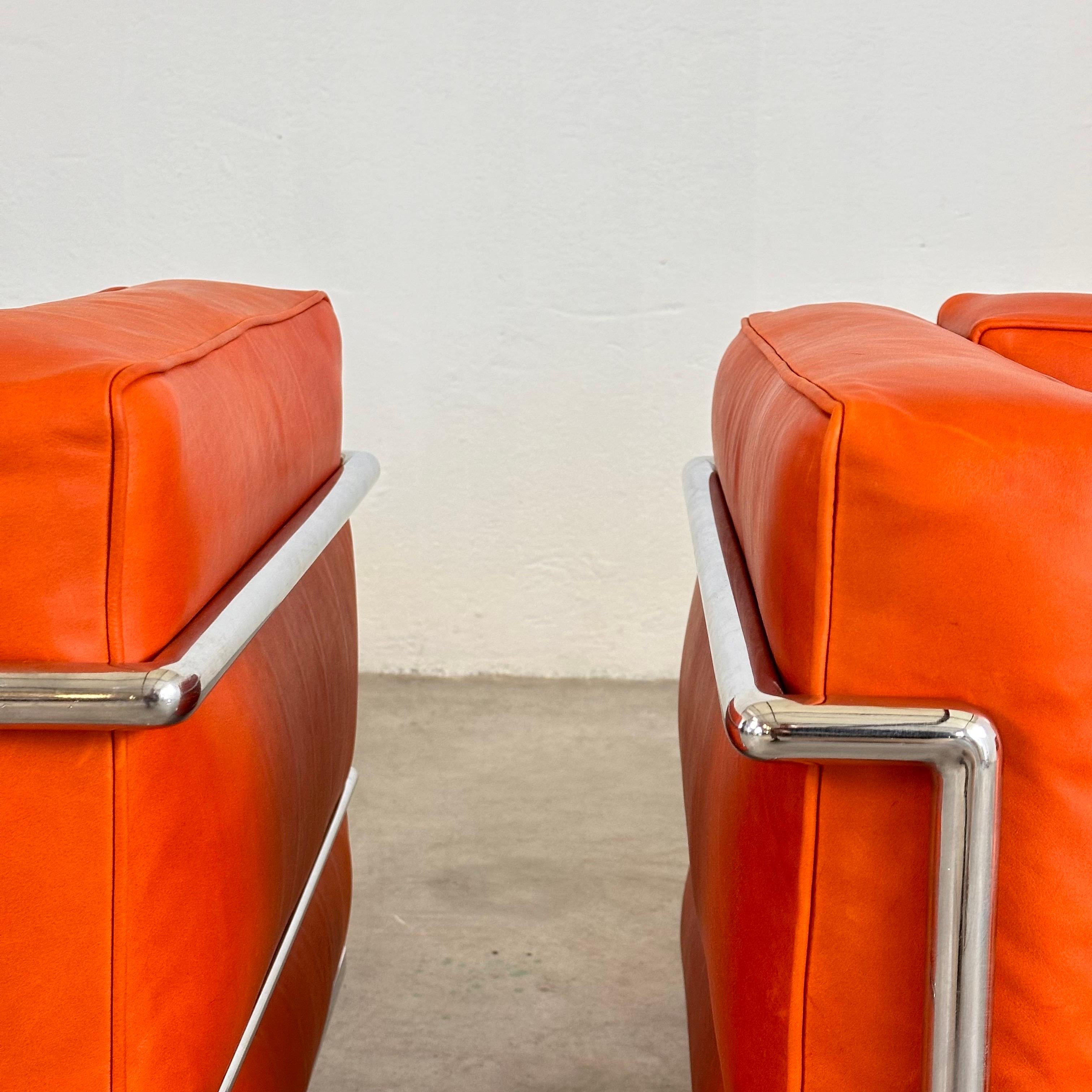 Le Corbusier LC3 Lounge Chair for Cassina, Cognac-Orange Premium Leather, 1970s 1