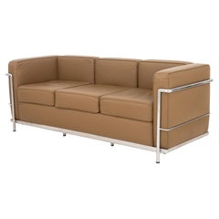 Le Corbusier "LC3" Style Leather & Chrome Sofa