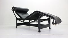 Le Corbusier LC4 Black on Black Chaise Lounge Chair by Cassina, 1970