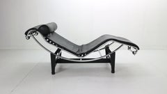 Le Corbusier LC4 Black on Black Chaise Lounge Chair by Cassina, 1970