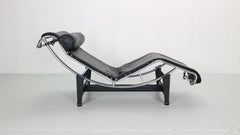 Le Corbusier LC4 Black on Black Chaise Lounge Chair by Cassina, 1970