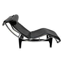 Le Corbusier LC4 Schwarzer Chaise Lounge Chair:: 1980