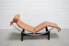 Le Corbusier LC4 Cognac Brandy Leather Chaise Chasiselongue by Cassina, 1980s
