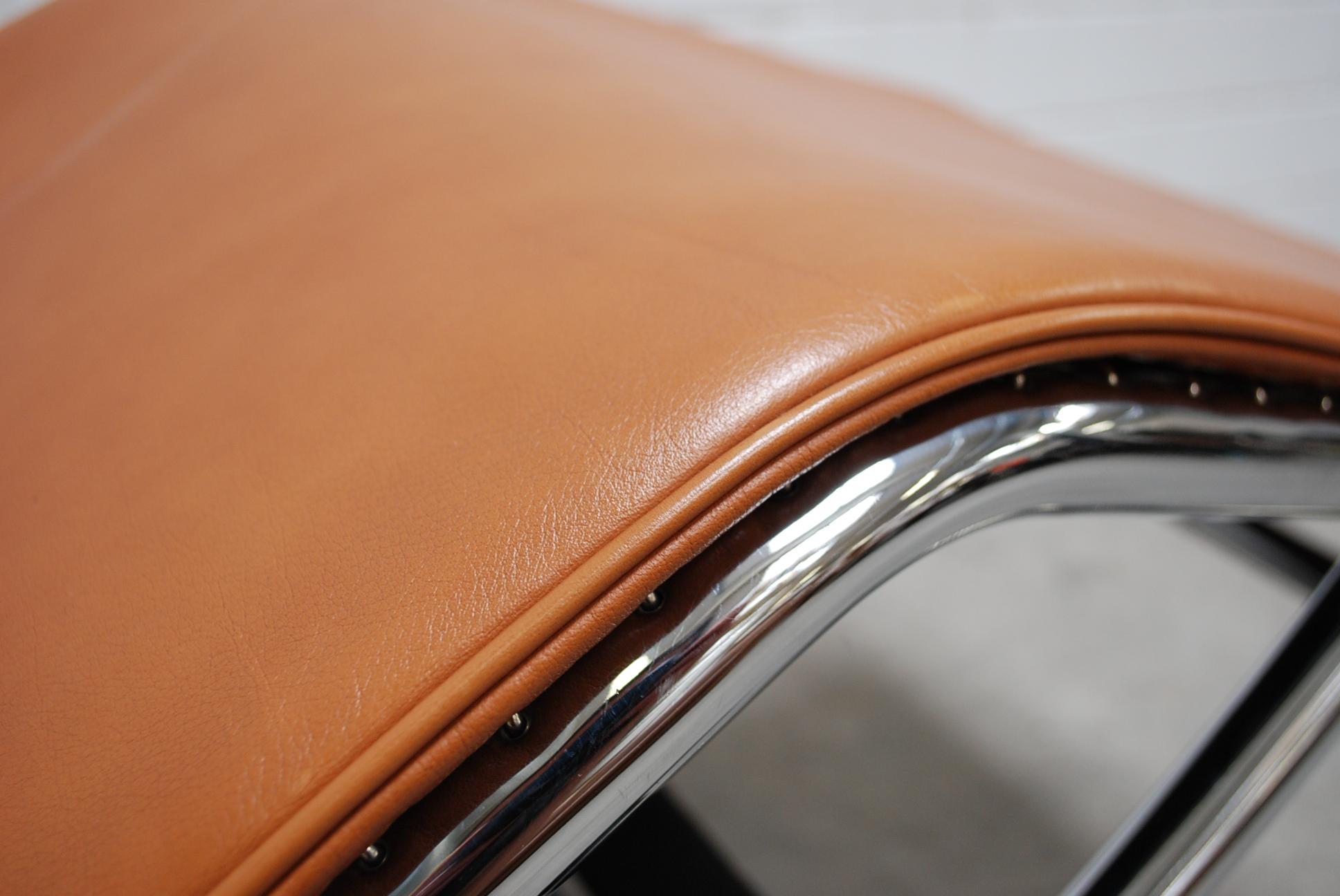 20th Century Le Corbusier LC4 Cognac Brandy Leather Chaise Chasiselongue by Cassina, 1980s