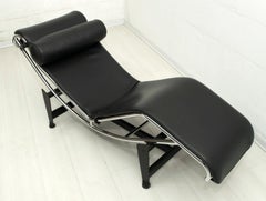 Le Corbusier LC4 Italian Genuine Leather and Steel Chaise Longue by Cassina