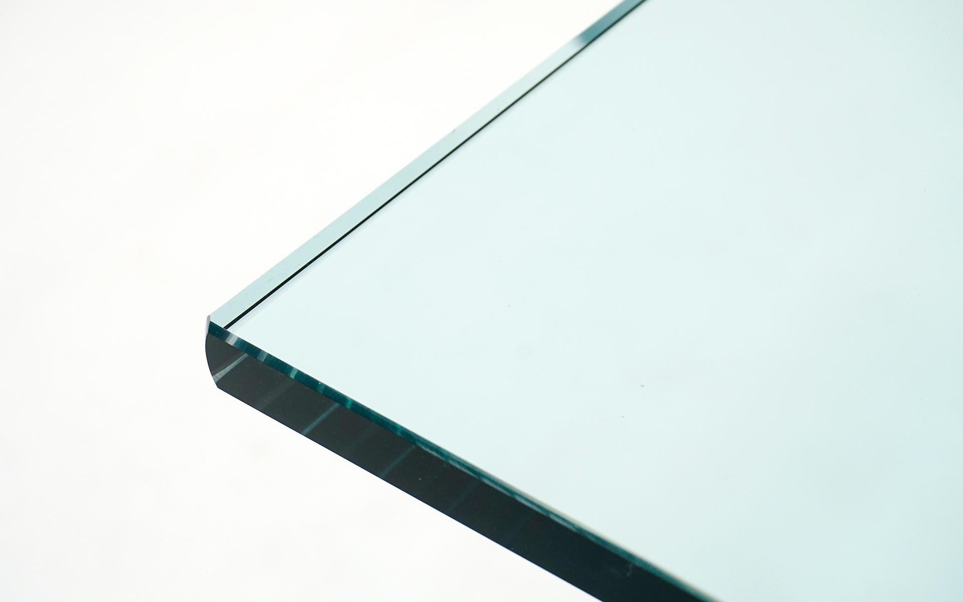 Esstisch LC6 von Corbusier für Cassina, original blaue Oberfläche und Glas 4