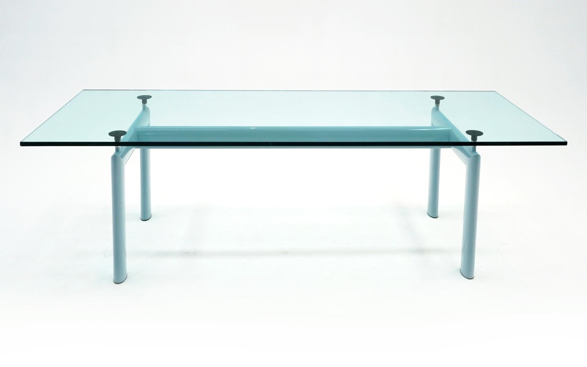 Esstisch LC6 von Corbusier für Cassina, original blaue Oberfläche und Glas (Italienisch)
