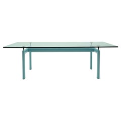 Le Corbusier LC6 Dining Table for Cassina, Original Blue Finish and Glass
