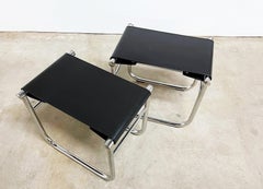 Pair Le Corbusier LC9 Chrome Stools by Cassina