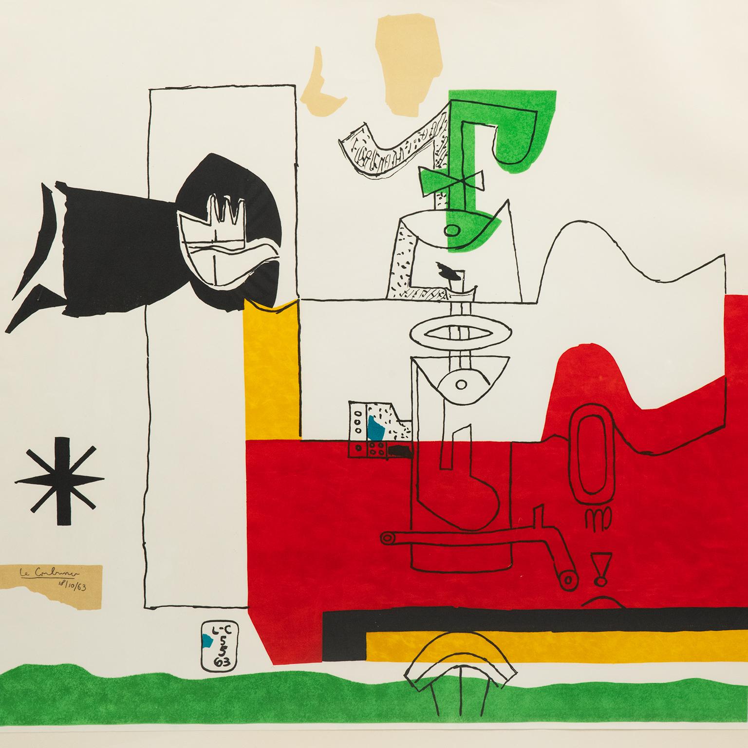 Questa eccezionale litografia d'epoca è firmata sulla lastra Le Corbusier 1963.
È splendidamente montata in una cornice dorata.
ed è stato originariamente acquistato in un'importante galleria di Toronto nel 1960.

