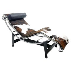 Le Corbusier Lounge Chair LC4 Black Leather For Cassina, Italy, 2010