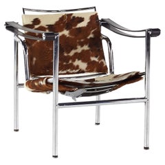 Le Corbusier Mid Century LC1 Cowhide and Chrome Lounge Chair