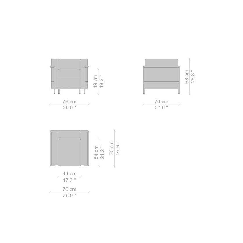 Le Corbusier, P. Jeanneret, Charlotte Perriand LC2 Poltrona-Sessel von Cassina (Stahl) im Angebot