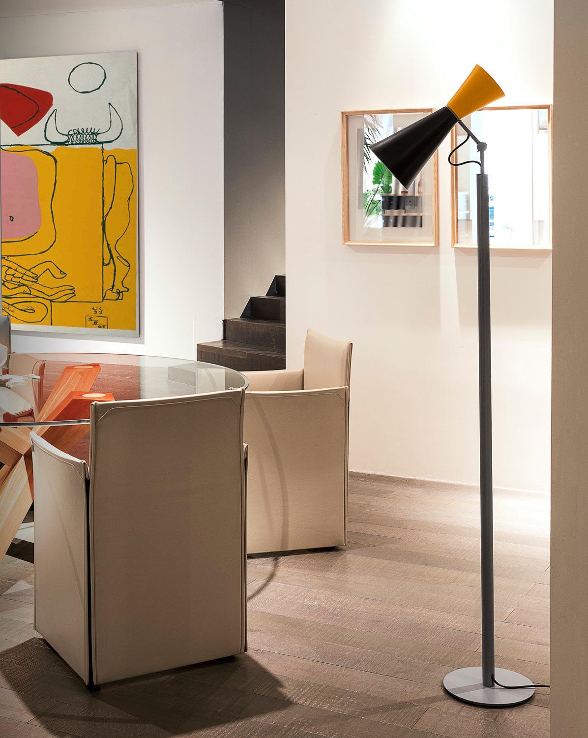 Contemporary Le Corbusier 'Parliament' Floor Lamp for Nemo in Black & Red For Sale