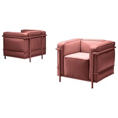 Le Corbusier, Perriand and Jeanneret Reupholstered LC2 in Leather for Cassina