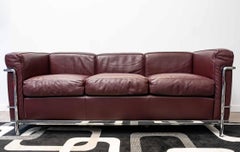 Le Corbusier, Perriand, Jeanneret - Cassina - Sofa Lc2 Deep Bordeaux Red Leather