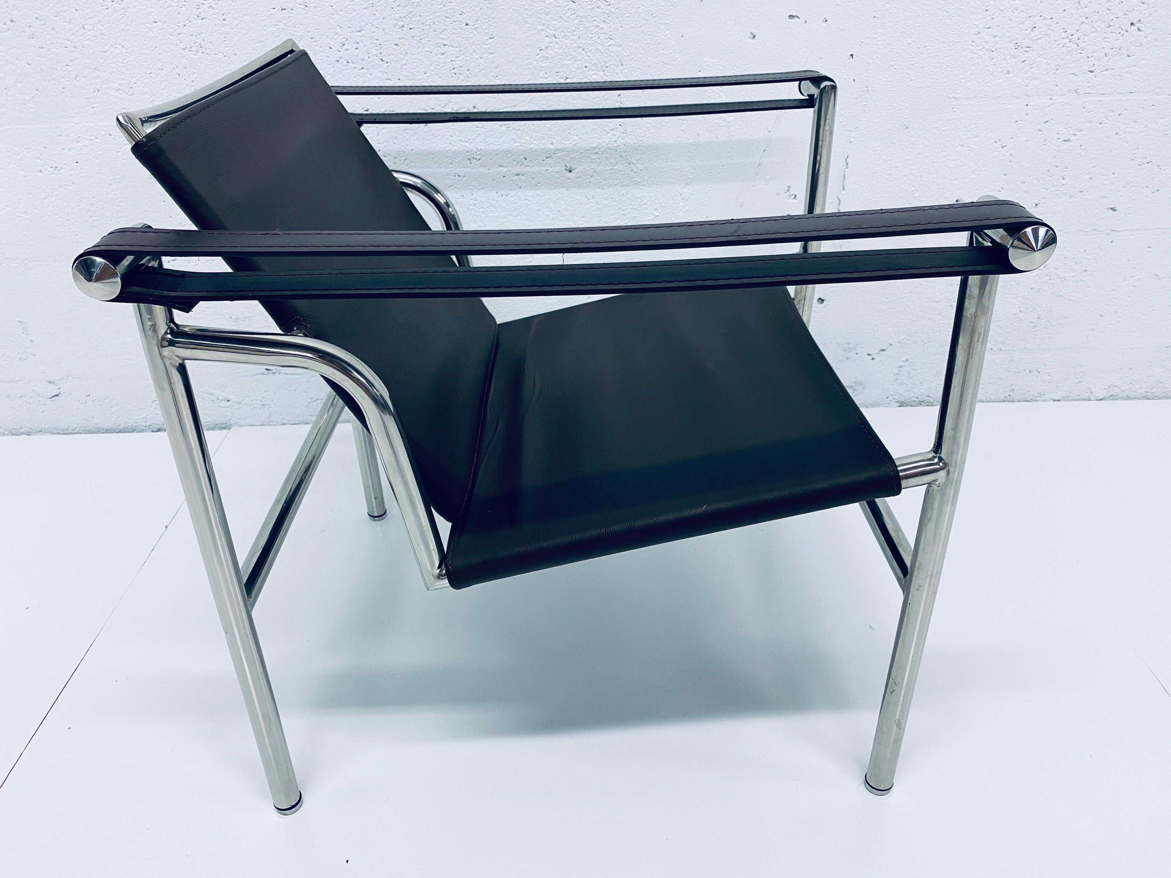 Unknown Le Corbusier, Jeanneret, and Perriand Attributed LC1 Brown Leather Lounge Chair