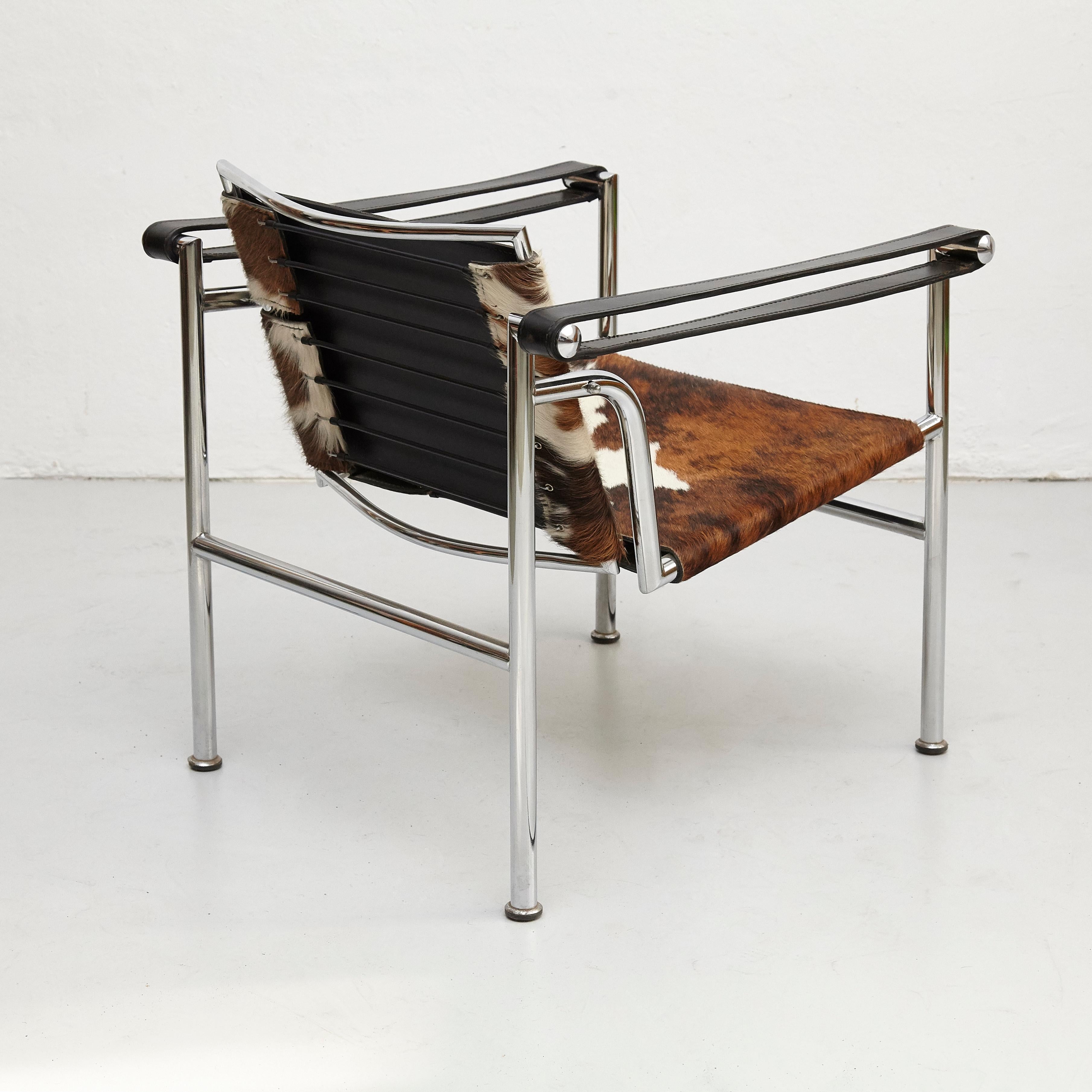 French Le Corbusier, Pierre Jeanneret, Charlotte Perriand LC1 Pony Skin Lounge Chair