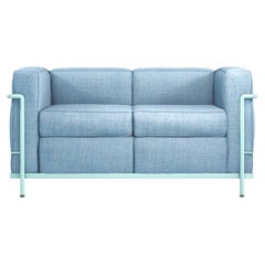Le Corbusier, Pierre Jeanneret, Charlotte Perriand LC2 Divano Pro in Azzurro