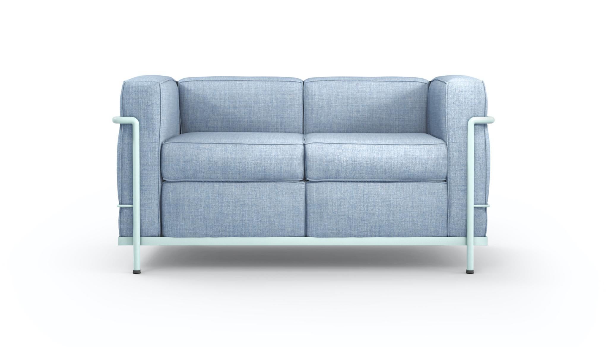 Canapé conçu par Le Corbusier, Pierre Jeanneret, Charlotte Perriand en 1928. Relancé par Cassina en 1965. Fabriqué par Cassina en Italie.

Fauteuil Grand Confort, petit modèle Fauteuil, canapés deux et trois places et pouf avec structure en chrome