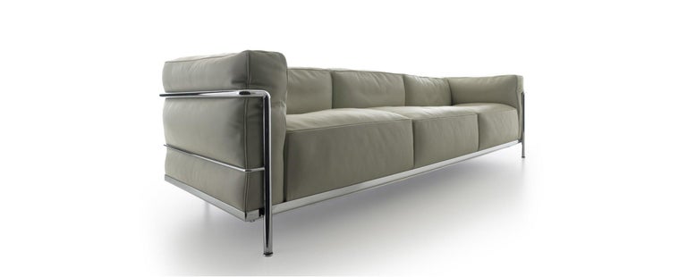 Le Corbusier, Pierre Jeanneret, Charlotte Perriand LC3 Divano Three Places  Sofa For Sale at 1stDibs