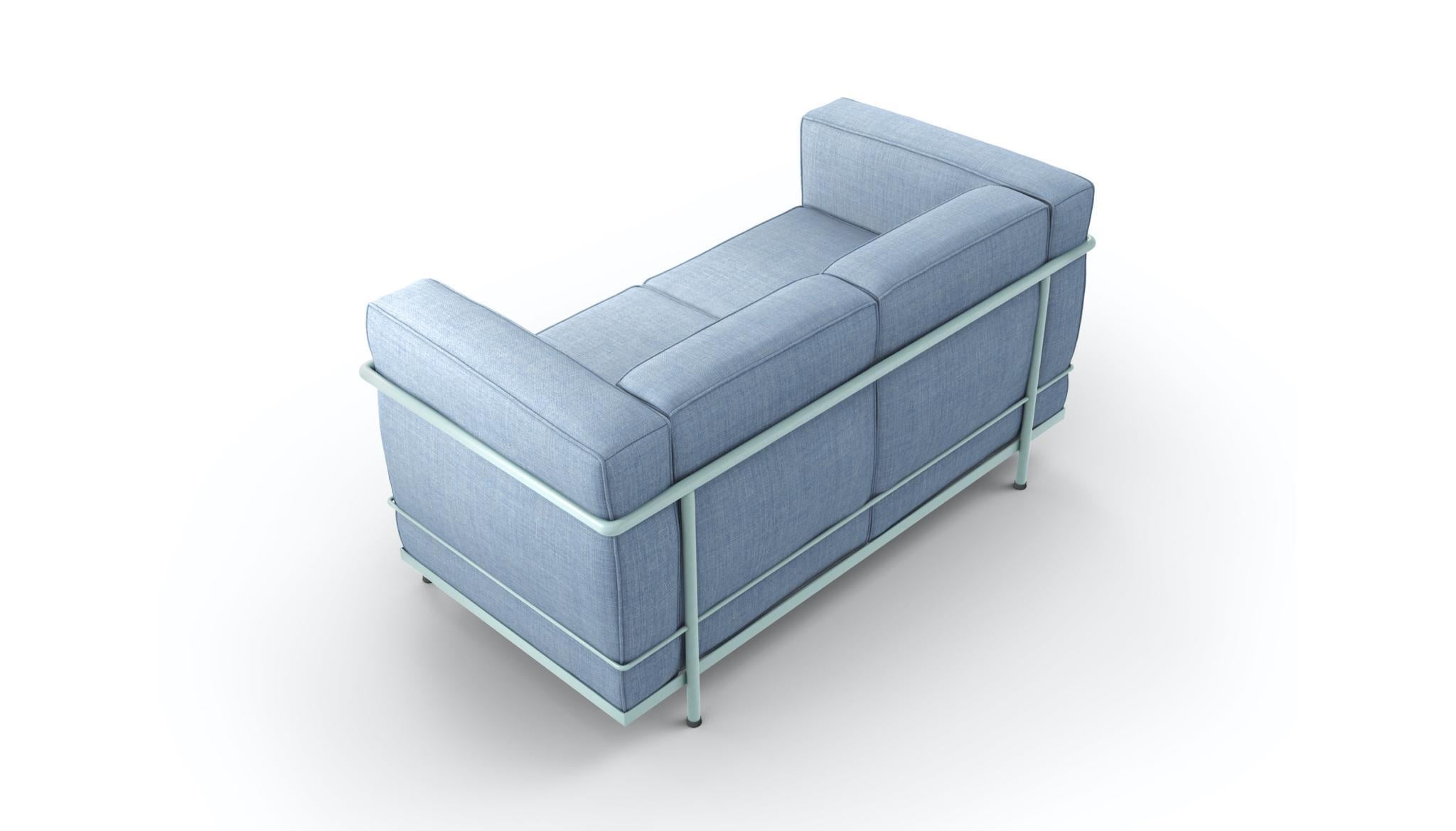 Canapé conçu par Le Corbusier, Pierre Jeanneret, Charlotte Perriand en 1928. Relancé par Cassina en 1965. Fabriqué par Cassina en Italie.

Fauteuil Grand Confort, petit modèle Fauteuil, canapés deux et trois places et pouf avec structure en chrome